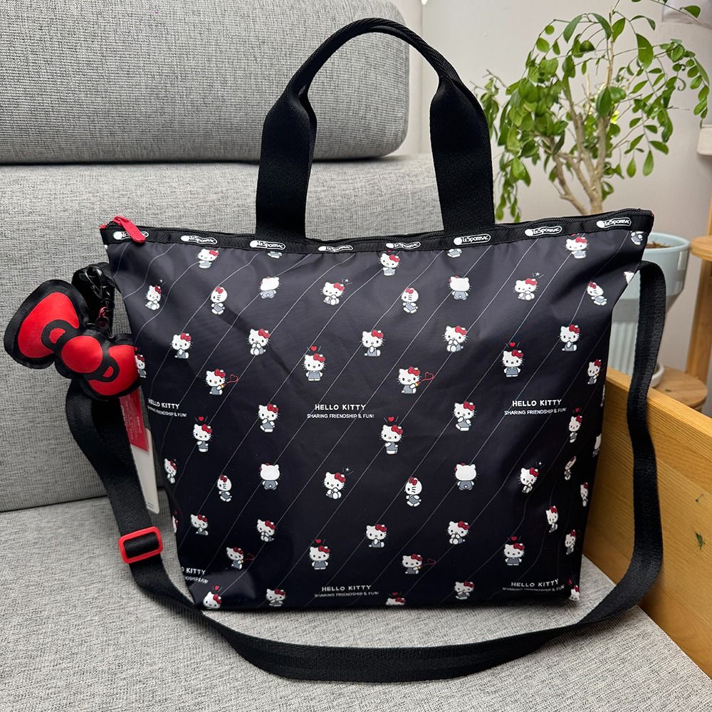 日本LeSportsac X Sanrio Hello Kitty 黑色帆布DELUXE EASY CARRY 手挽 