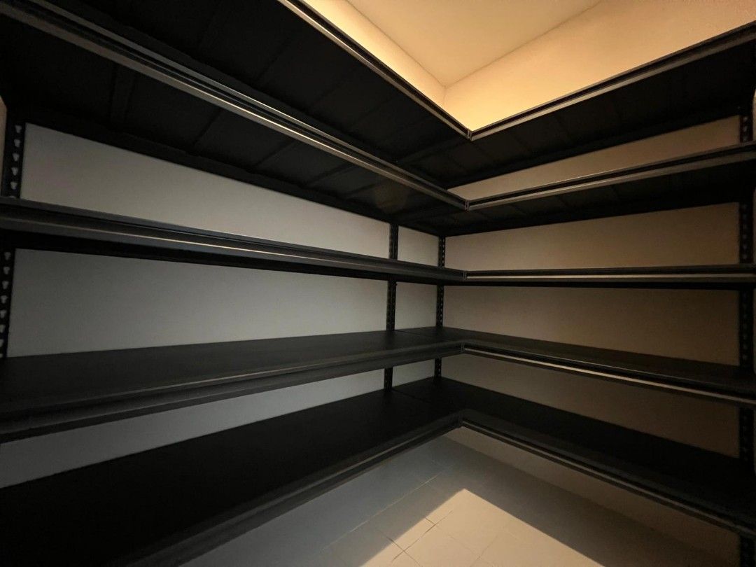 Boltless rack (Category: Shelves, Cabinets & Racks) located in Singapore. Submitted by shn_pte_ltd (Listing ID 1333946331, Image 2). Description: L shape without centre pole with delivery and installation. L100cmx W50cmx H200cm x 5 tiers L80cmx W40cmx H200cm x 5 tiers For any other size combination price, please text me. Speedy delivery within 1-3 working days Don't miss this awesome deal!! Local + Ready stocks!! Finding a rack that is versatile,