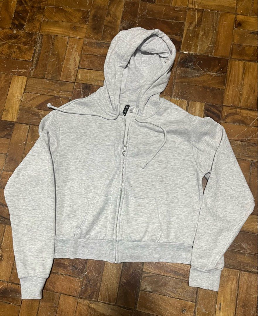 Boxy H M Divided Grey Hoodie Sweatshirt Women s Fashion Coats Jackets and Outerwear on Carousell