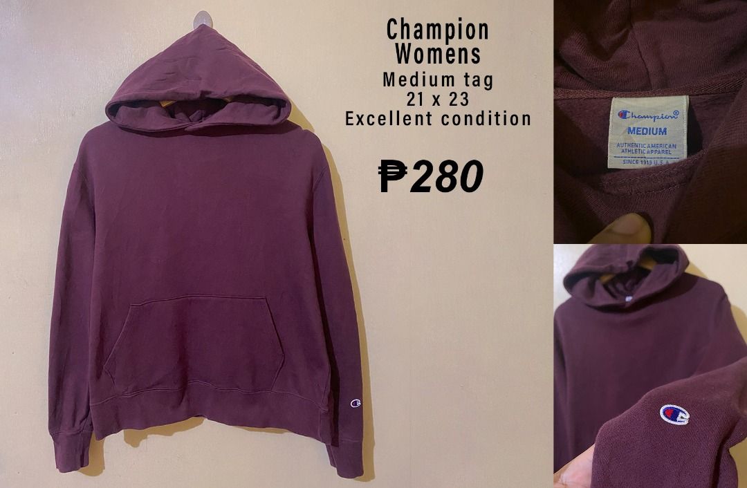 Champion Womens Burgundy Maroon Pullover Hoodie Men s Fashion Tops Sets Hoodies on Carousell