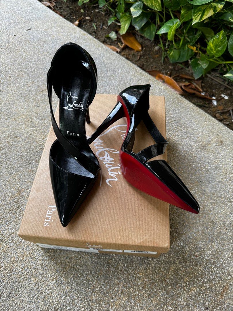 Christian Louboutin Astrid 100 Asymmetrical Patent Leather Heels Size 36 Fits 36.5 37 Comes with dustbag heel tips Women s Fashion Footwear Heels on Carousell