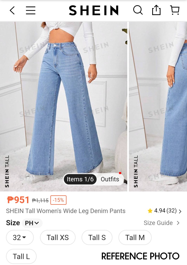 COD Lalamove Bnew SHEIN Wide Leg Jeans Shein Jeans Shein Denim Soft ...