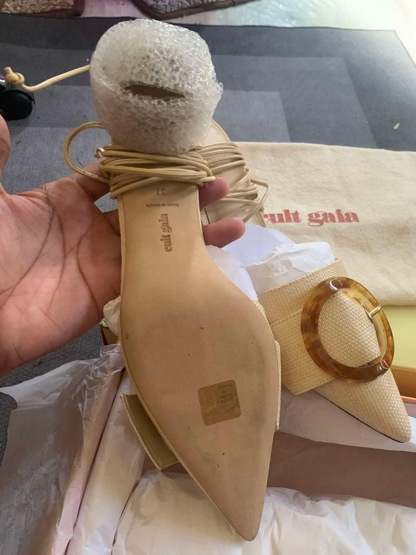 Cult Gaia Liya Heel in Tan Natural Luxury Sneakers Footwear on Carousell