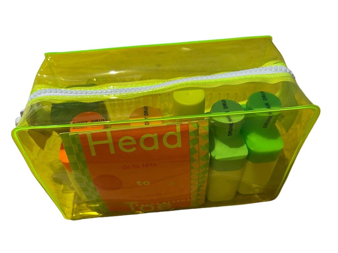 Drunk Elephant Travel Set with Neon Toiletries bag, Beauty