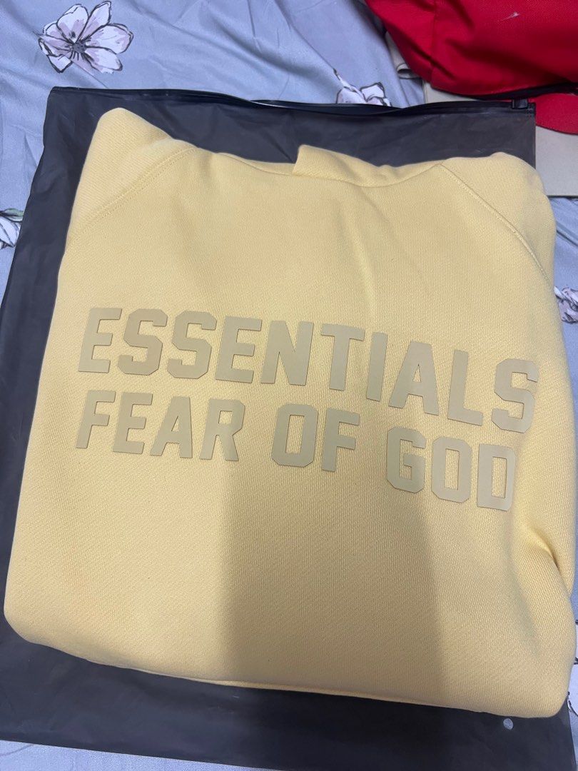 Essentials fear of god hoodie (Category: Coats, Jackets and Outerwear) located in Pasay City. Submitted by jayr.saliao (Listing ID 1333851362, Image 2). Description: Repriced from 6.5k Selling Essentials hoodie (light tuscan) Bnew Size xs mens 6.5k 14-16 kids 5.5k (SOLD) .