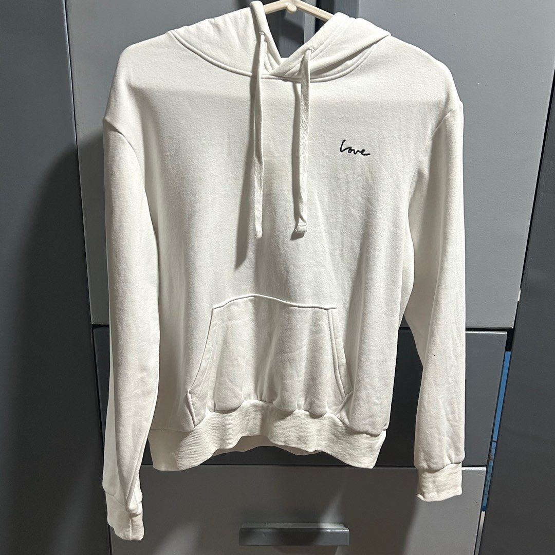 h m white hoodie Women s Fashion Coats Jackets and Outerwear on Carousell