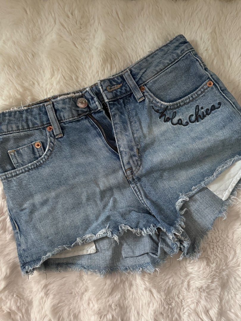 H&M high waisted denim shorts, Women's Fashion, Bottoms, Shorts on