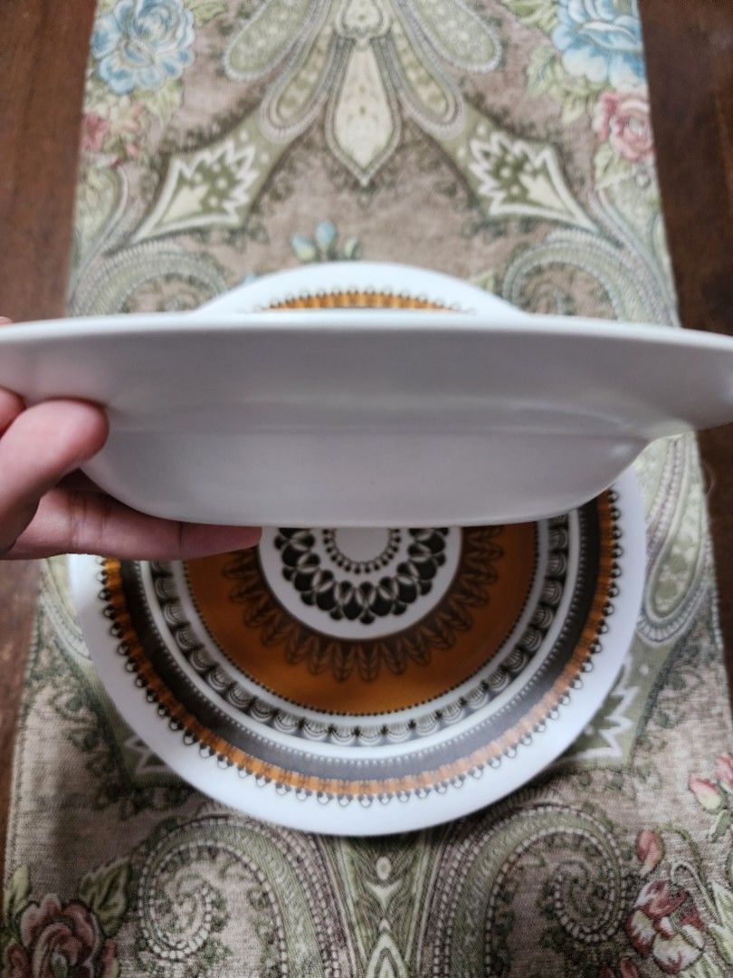INCA by WOODS & SONS - Ironstone Deep Plates (Category: Dinnerware & Cutlery) located in Quezon City. Submitted by senyoramaria (Listing ID 1333891131, Image 2). Description: INCA by WOODS & SONS Burslem England Ironstone Deep Plates 9 inches diameter 1.5 inches deep Oven, Detergent and Dishwasher Proof Php300 each❗️ Php250 each if take all 5. ⚠️ With visible crazings at the back. "Crazing is the effect on pottery which causes it to have a web of