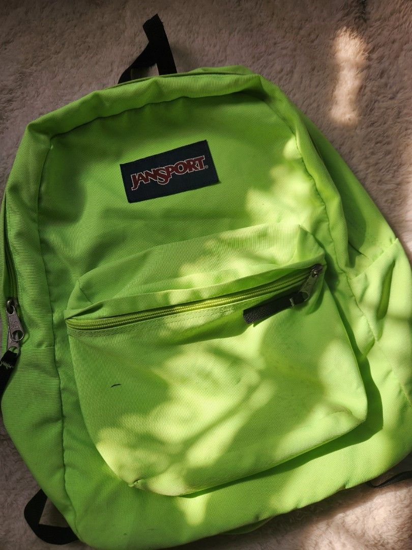 Jansport neon green backpack Men s Fashion Bags Backpacks on Carousell