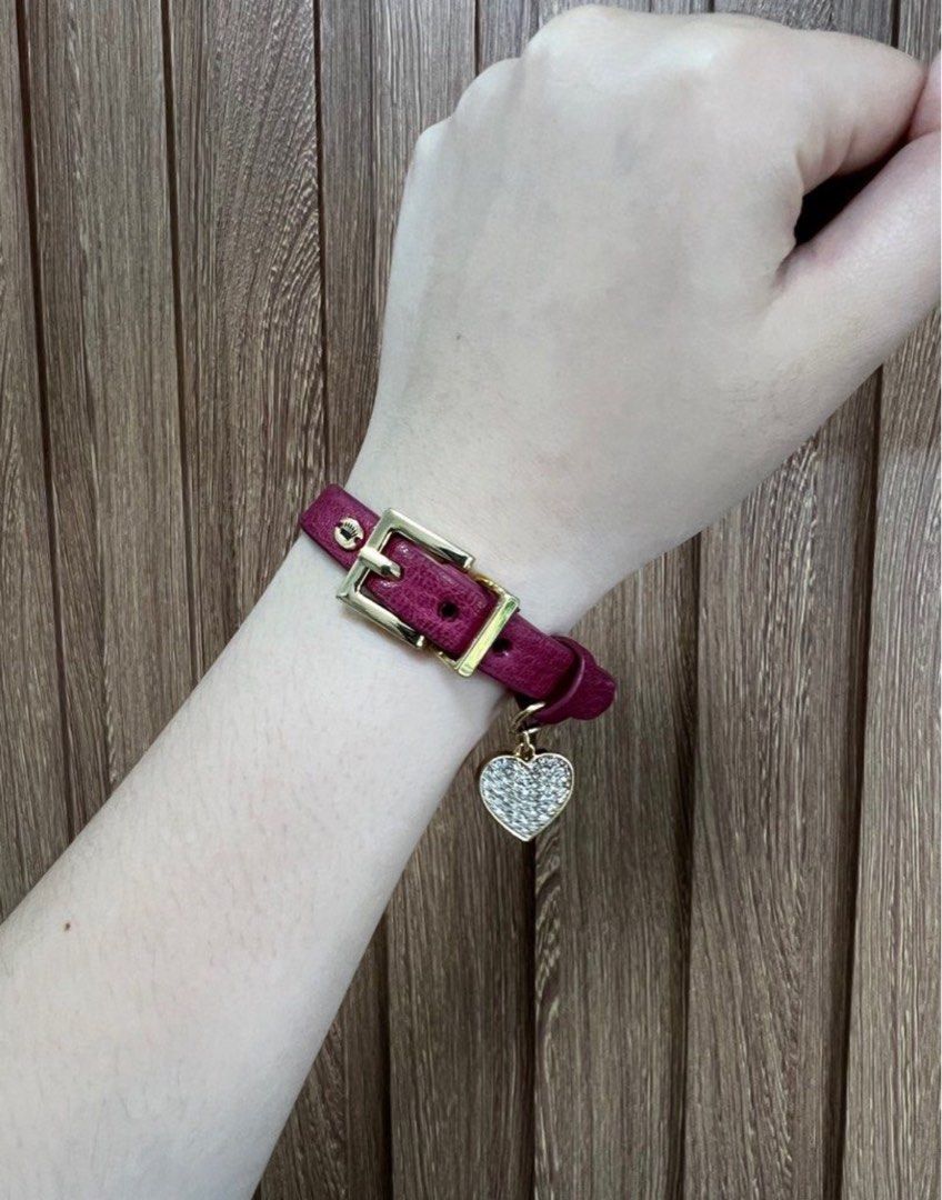 Juicy Couture Pink Leather Strap Bracelet (Category: Bracelets) located in Cainta. Submitted by chainm (Listing ID 1333852679, Image 1). Description: 21cm.