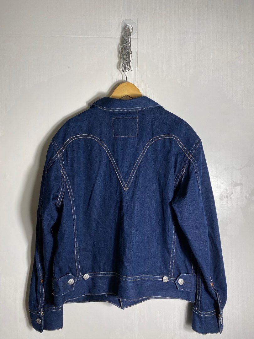Levis Mens XL Jean Jacket Blue Type 1 Iconic Trucker Denim Yellow Stitching Men s Fashion Coats Jackets and Outerwear on Carousell