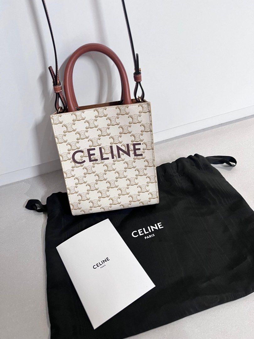 Horizontal cabas celine in canvas with celine print and calfskin top