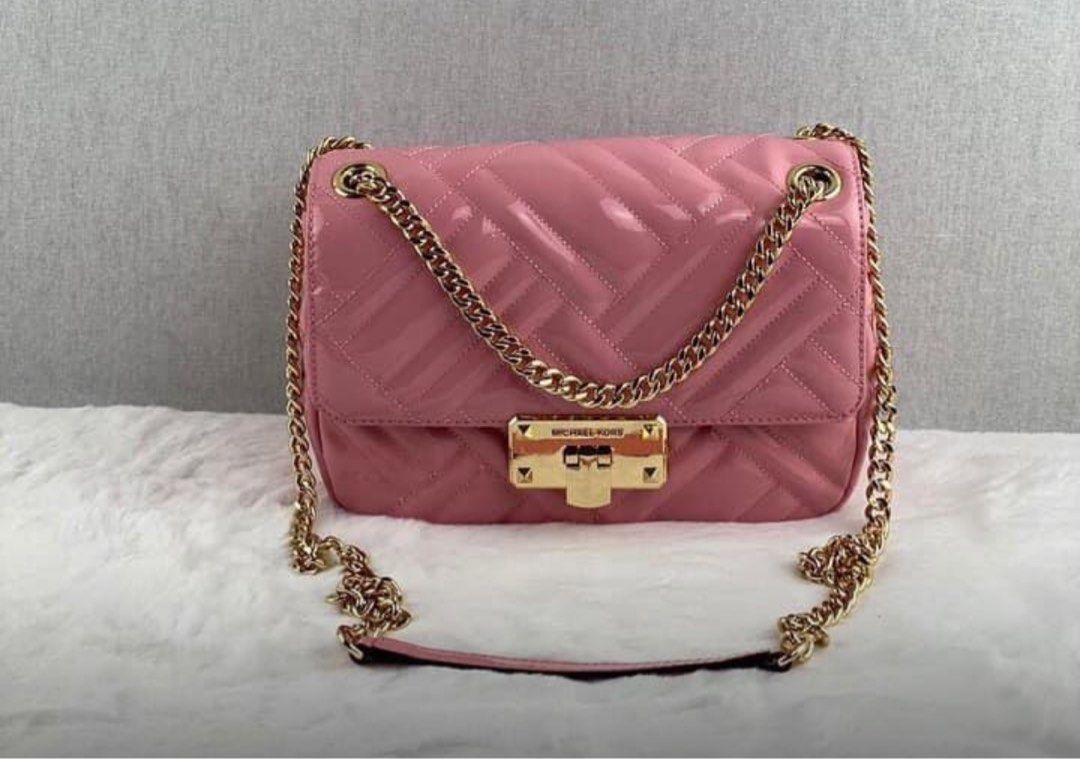 MK Payton Medium Patent Shoulder Flap Bag