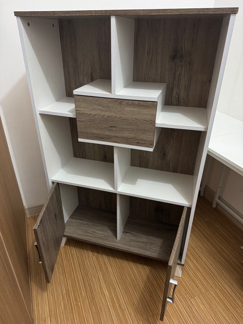 NICE II OPEN SHELF DISPLAY RACK WITH 2 DOORS (Category: Shelves, Cabinets & Racks) located in Manila. Submitted by thisisev09721 (Listing ID 1334005055, Image 3). Description: - Barely used - Great for displays - Minimal to no scratches/dents - Good as new.
