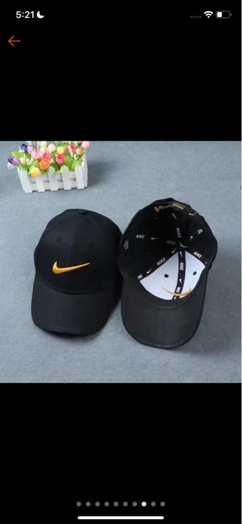 Nike Black Gold Unstructured Swoosh Cap in Quality Condition