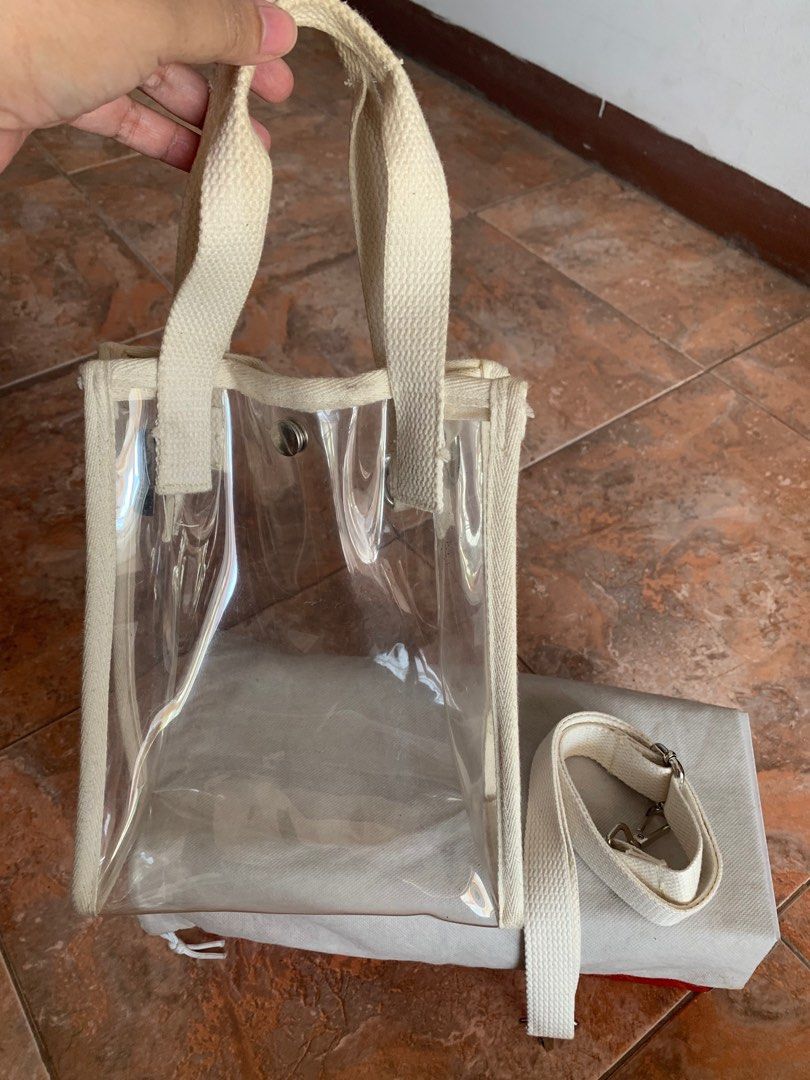 tas putih beige PVC bening Fesyen Wanita Tas Dompet di Carousell