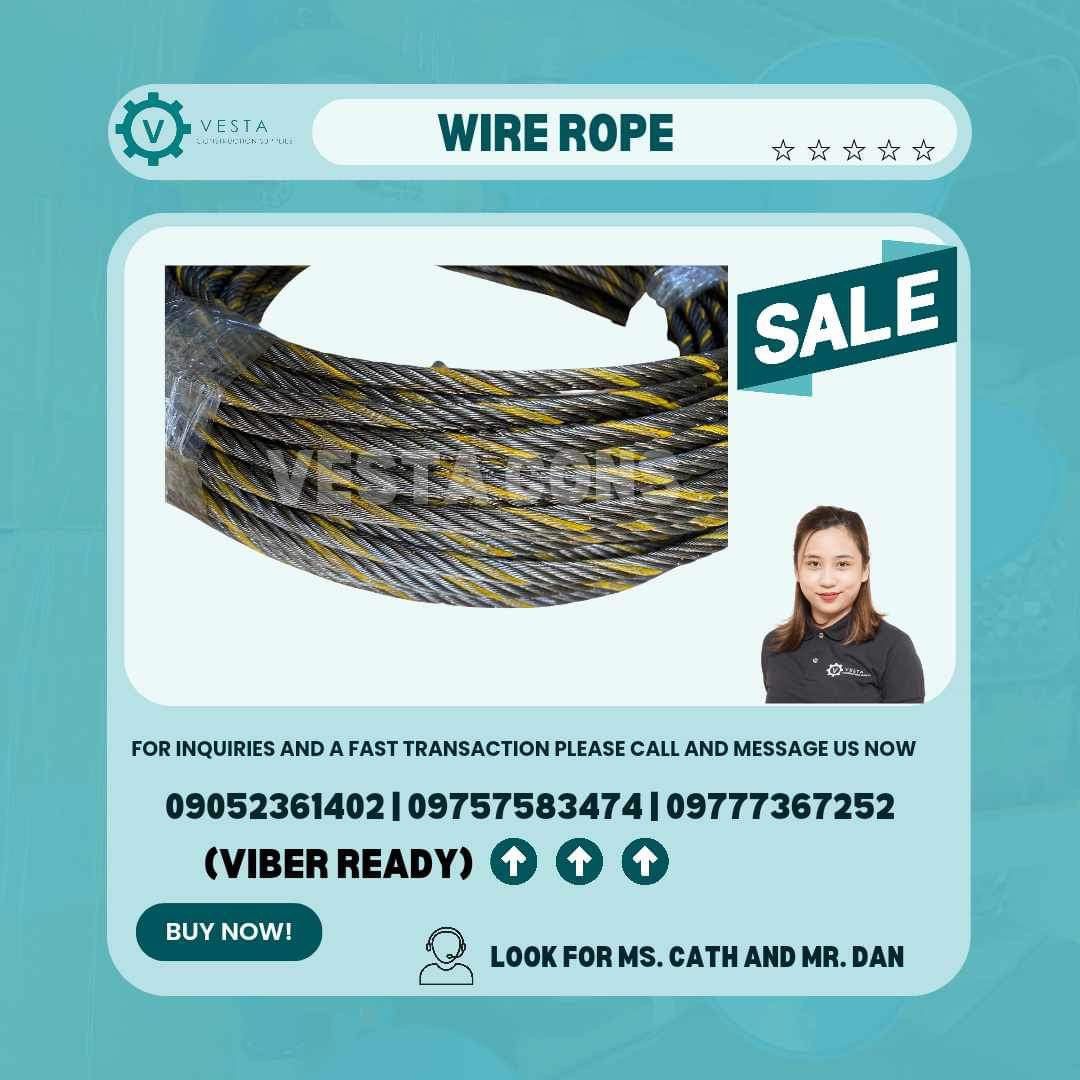 Wire rope (Category: Construction & Building Materials) located in Manila. Submitted by cathvesta_sales (Listing ID 1333997669, Image 1). Description: .
