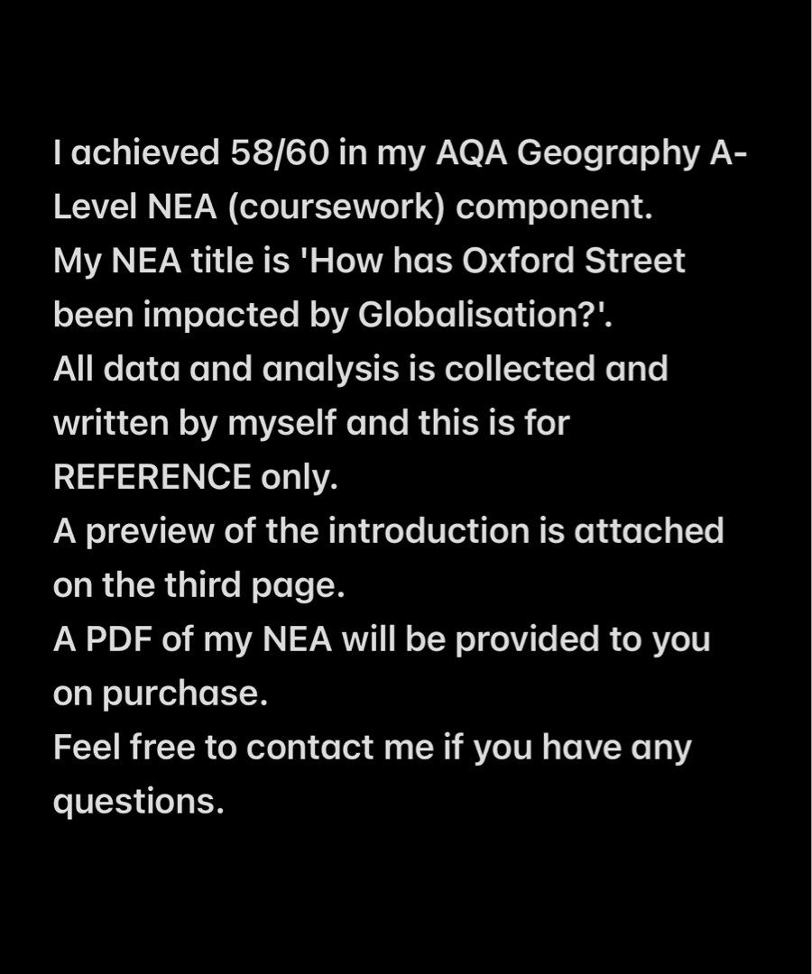 58/60 AQA geography A-Level NEA examplar | 58/60 英國A-Level 地理NEA 示範文章,  興趣及遊戲, 書本& 文具, 教科書- Carousell