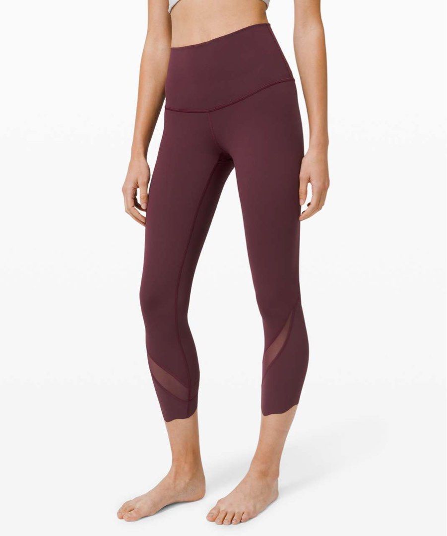 6 Lululemon Wunder Under High Rise Crop 23 Scalloped Hem Red Merlot Women s Fashion Activewear on Carousell