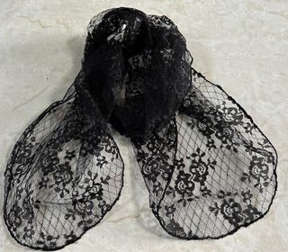 【三色 黑 白 櫻花粉紅 】蕾絲小圍巾 哥德 法式 襯衫 晚禮服 cosplay Lace scarf  Gothic French elegant black white baby pink Sakura pink64199751264643110