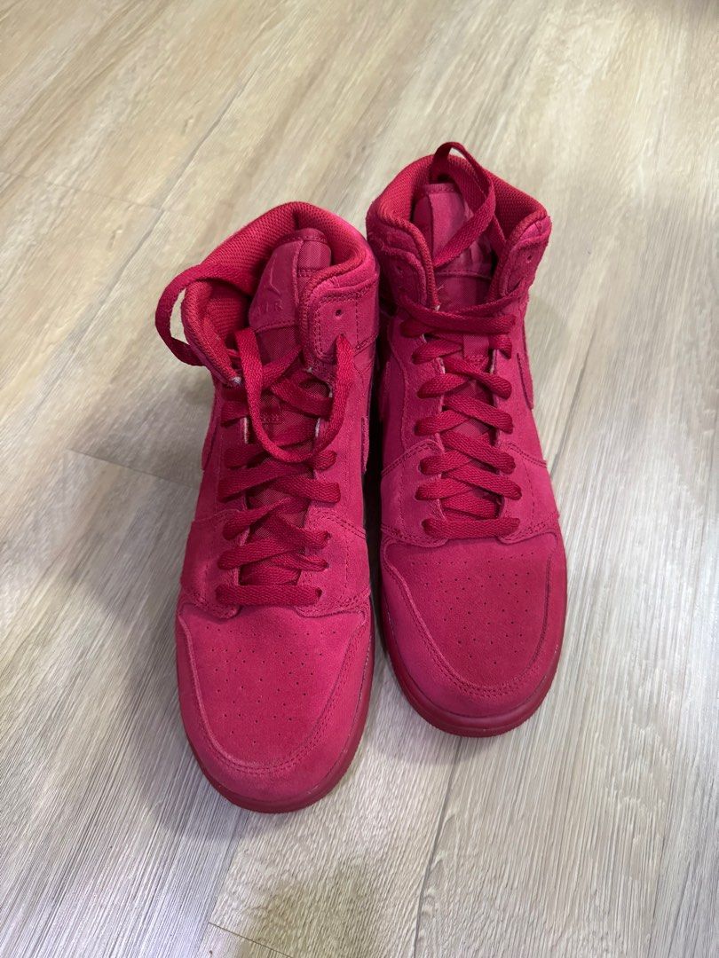 Air Jordan 1 Retro High BG LIMITED EDITION COLOUR Red Suede Men s Fashion Footwear Sneakers on Carousell