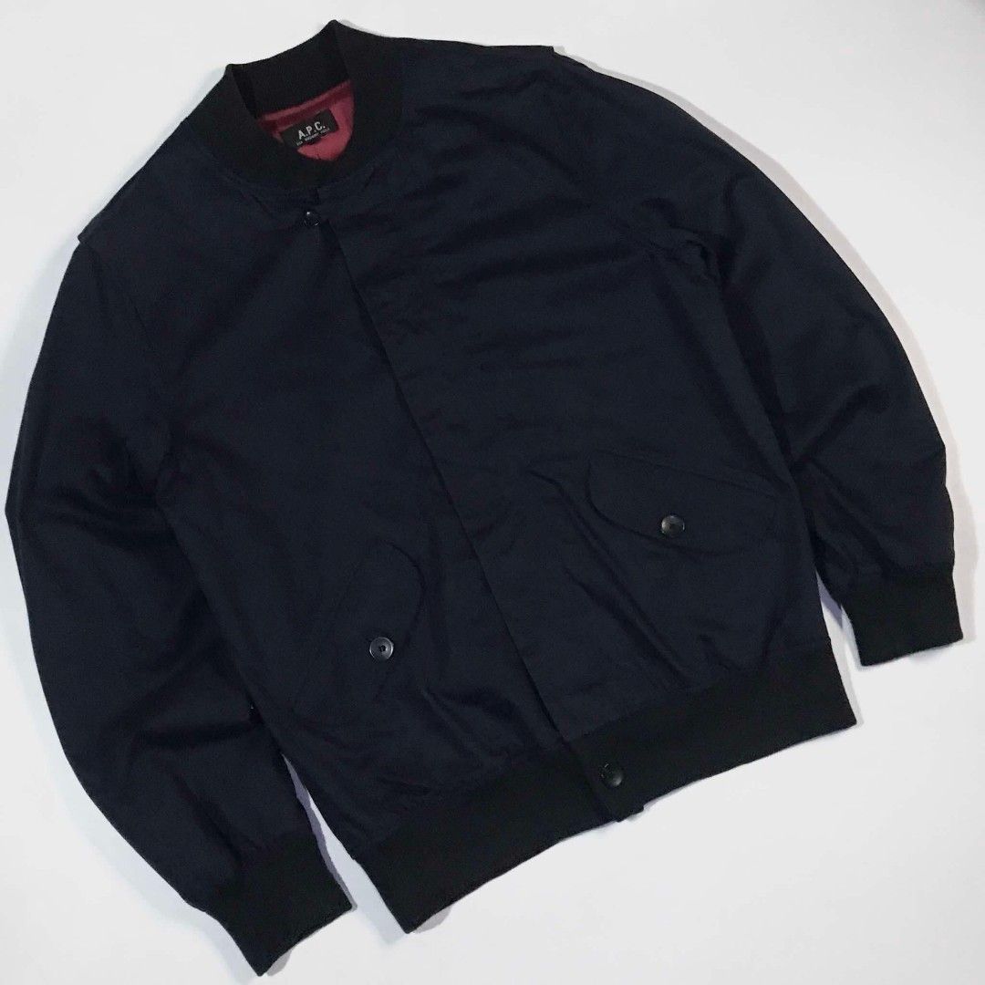 APC twill bomber Jacket (Category: Coats, Jackets and Outerwear) located in Santa Cruz. Submitted by _enfantsrdarchive (Listing ID 1335593774, Image 3). Description: Selling APC twill bomber Jacket tagged Size: Small Actual measurements: Shoulder 18 inch Width pit to pit 21 inch Length 26 inch Sleeve 26 inch Condition 9/10 flaws: basag 1 button Check details pic before purchase thanks! ❌ Refund ❌ Exchange +shipping fee.