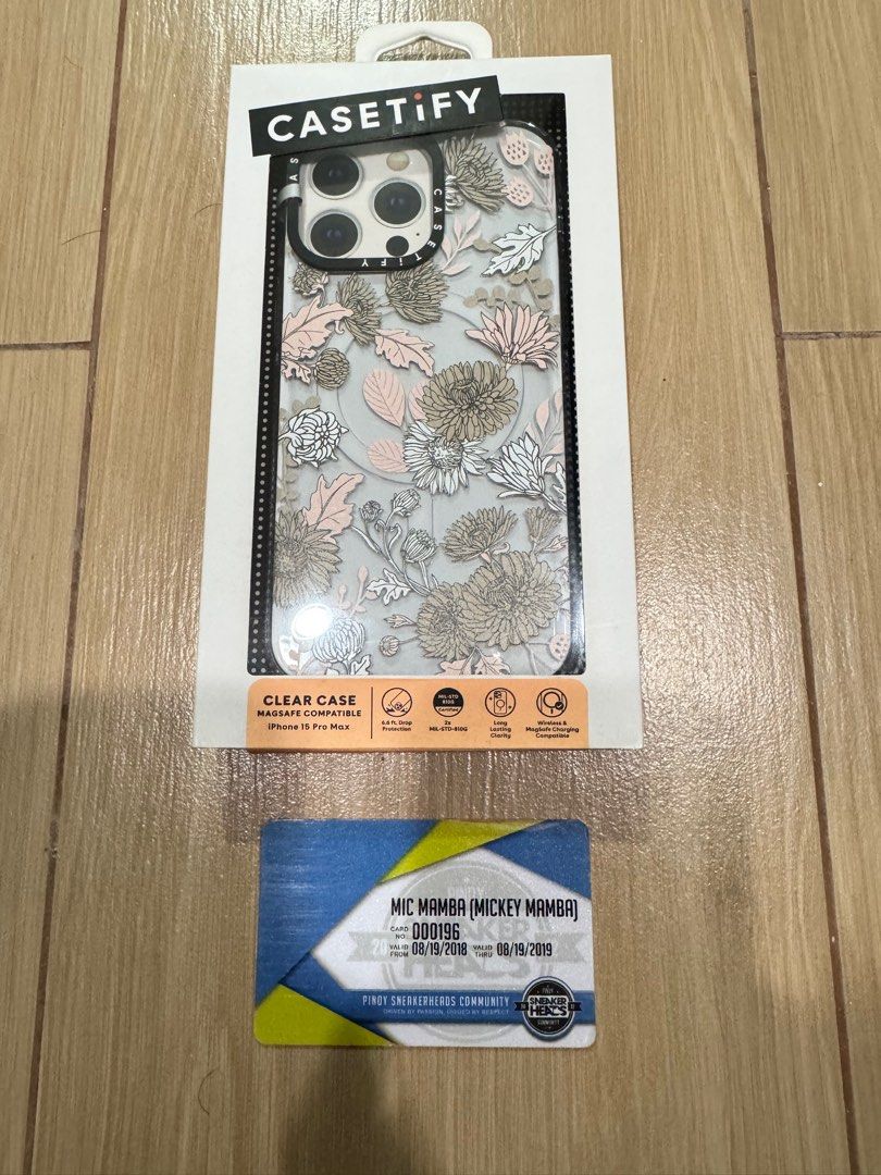 Casetify iPhone 15 Pro Max Clear Floral MagSafe Case (Category: Cases & Sleeves) located in Taguig. Submitted by micmamba24 (Listing ID 1335569917, Image 1). Description: FOR SALE ONLY (NO TRADES): BRAND NEW BELOW SRP ORIGINAL/AUTHENTIC/LEGIT COMES WITH PAPER BAG Casetify Clear Floral MagSafe Case Fits iPhone 15 Pro Max SRP: P3,790 My Price: P2,300 only RFS: Decluttering Meetups: BGC, Taguig area For delivery, buyer should shoulder all the fees. 