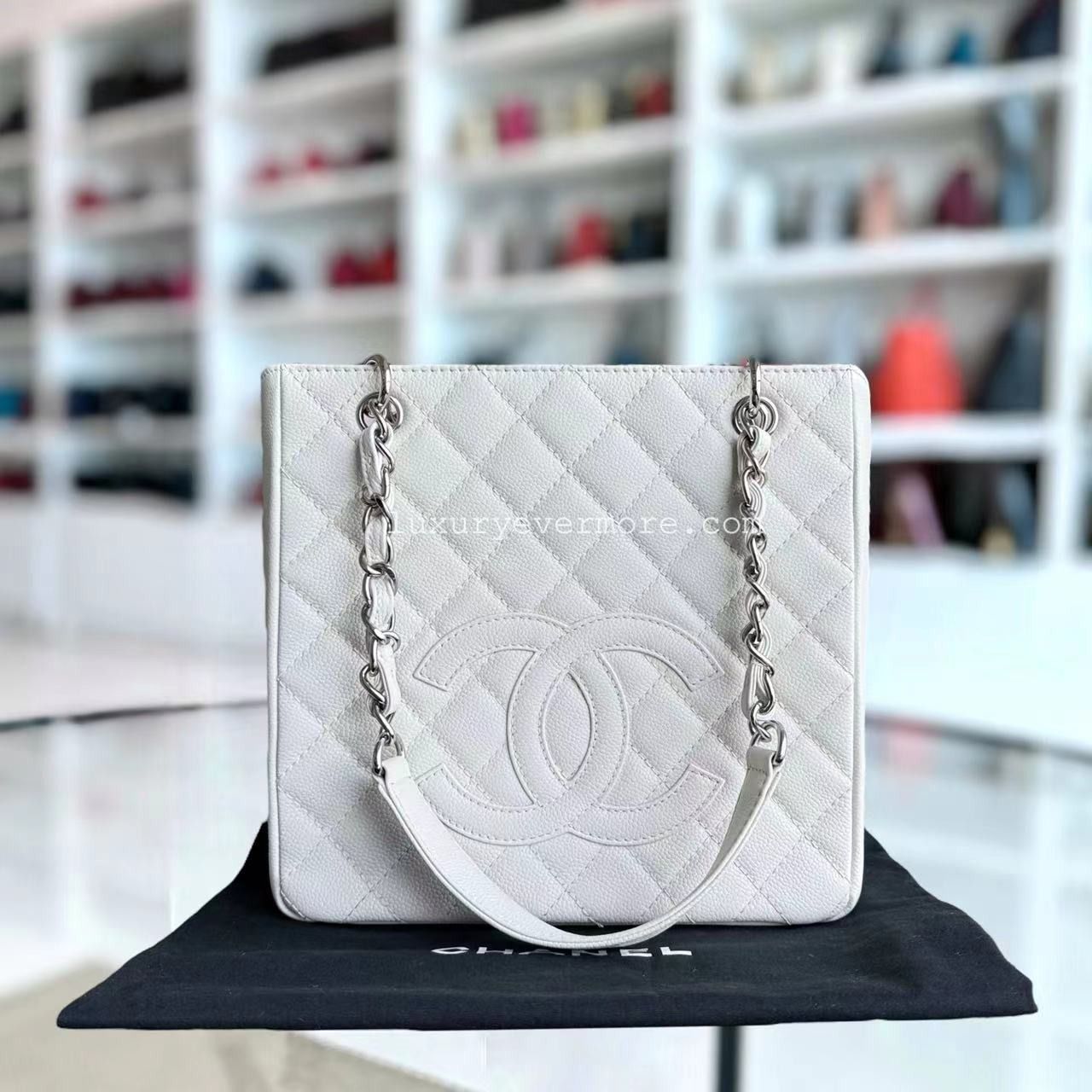Chanel PST Petite Shopping Tote Caviar Quilted White Tote Bag Series 12 Luxury Bags Wallets on Carousell