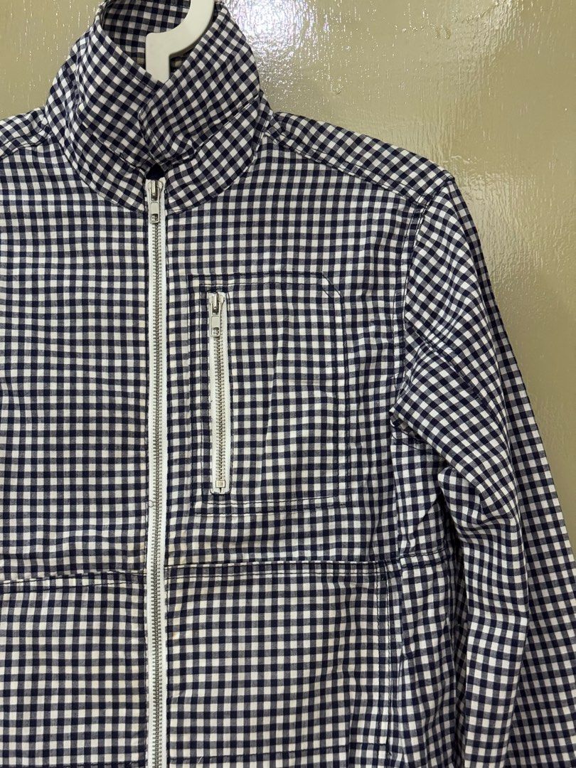 Checkered Light Jacket (Category: Coats, Jackets and Outerwear) located in Kuala Lumpur. Submitted by wilwithsinglel (Listing ID 1335540575, Image 3). Description: - lightly used - white blue checkered.