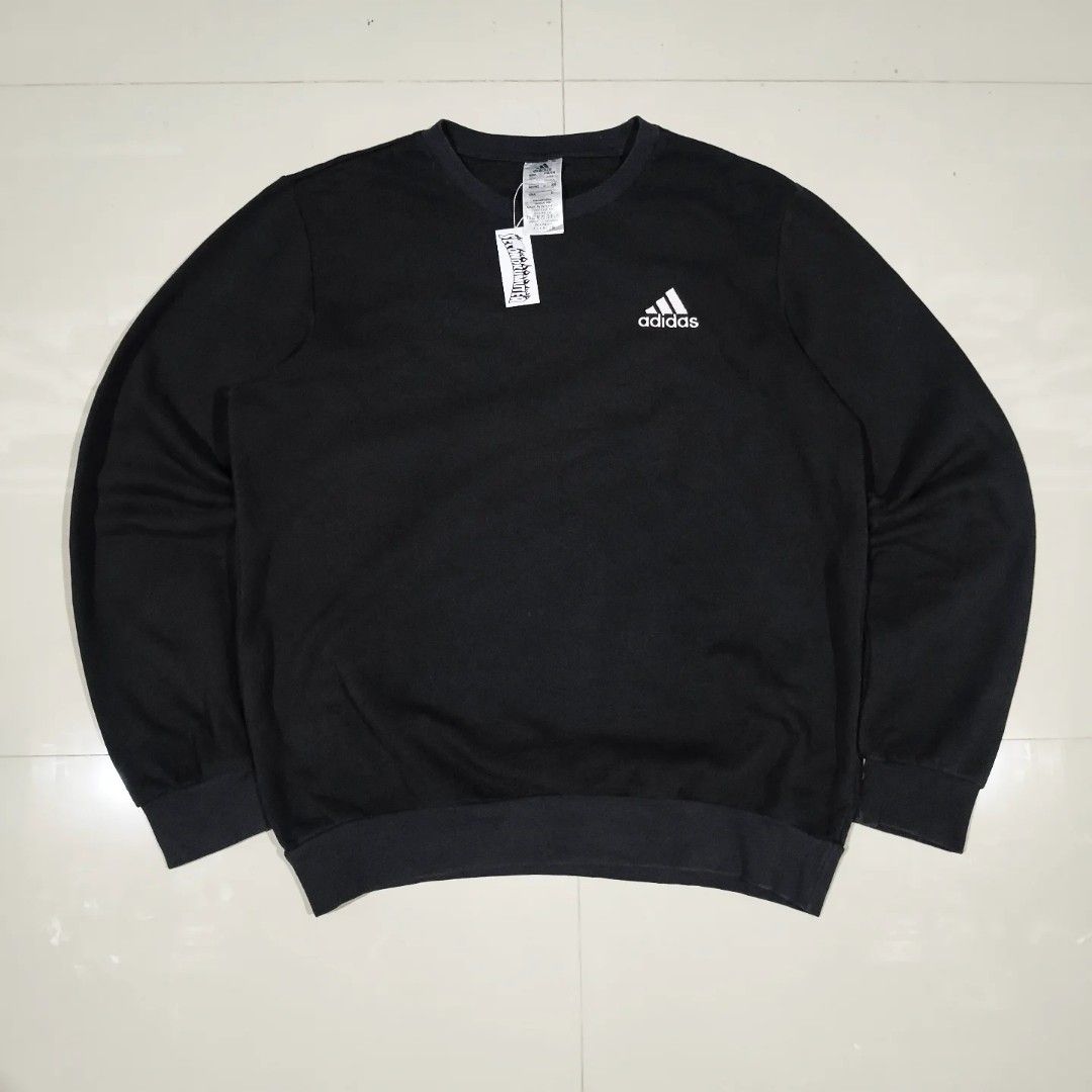Crewneck Adidas original black, Fesyen Pria, Pakaian Baju Luaran