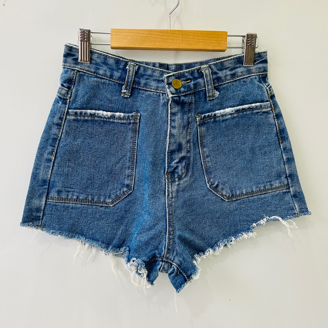 High waist tattered shorts store