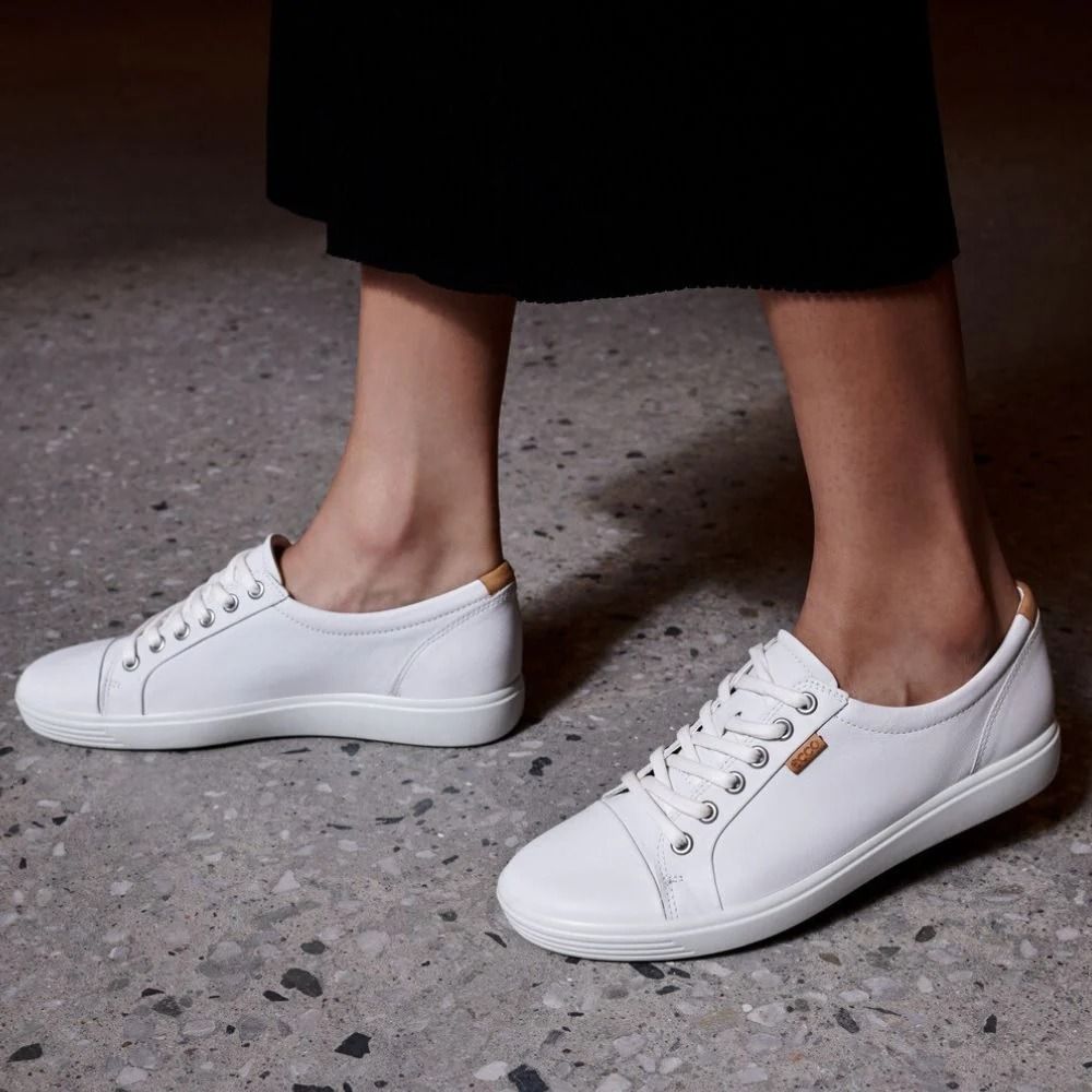 ECCO Soft 7 Womens White Sneakers Leather 7 Comfort Travel Shoes Women s Fashion Footwear Sneakers on Carousell