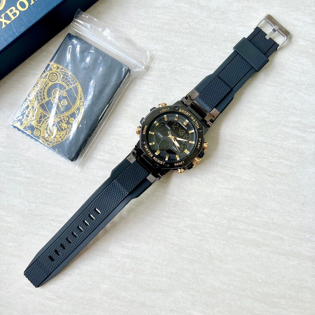 Foxbox WR 50M Black Gold Men Watch Stainless Steel Back 5 Atm Water Resistant Japan Movement Men s Fashion Watches Accessories Watches on Carousell