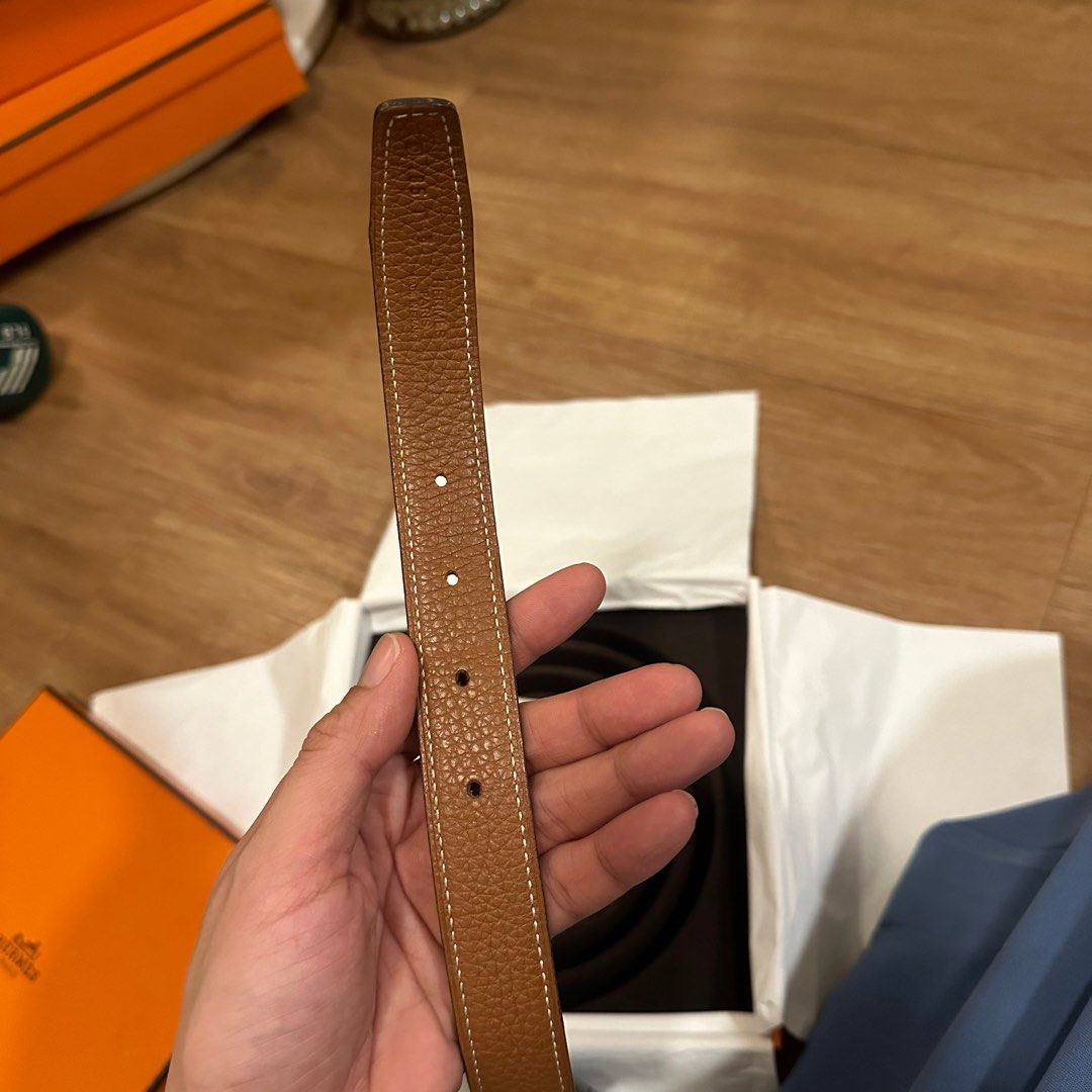 Authentic Hermes Belt Reversible leather strap 24mm size85 (hardware not included) (Category: Luxury Accessories) located in Quezon City. Submitted by jennbustillos (Listing ID 1335577013, Image 3). Description: Hermes Belt Reversible leather strap 24mm size85 (Added 1 hole) Leather belt only (like new) .