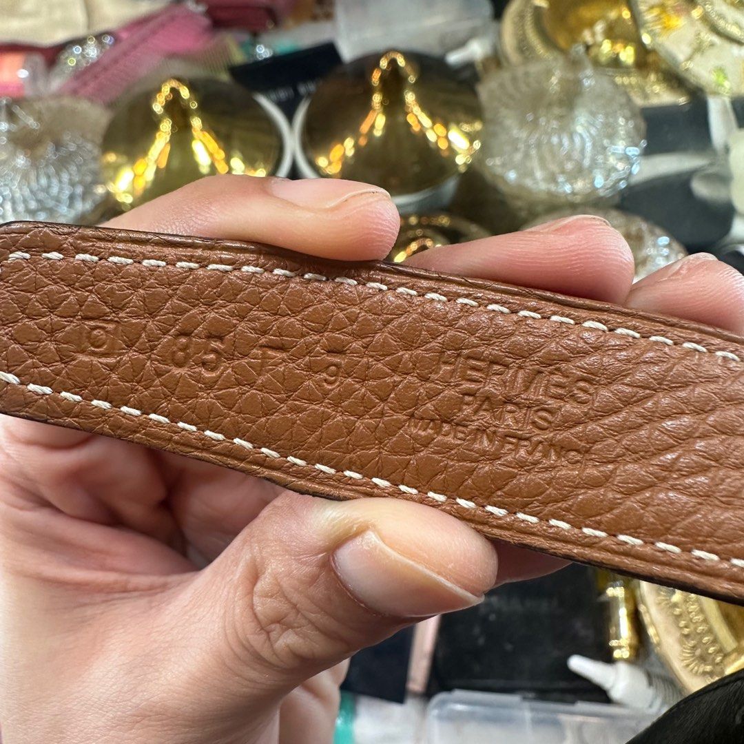 Authentic Hermes Belt Reversible leather strap 24mm size85 (hardware not included) (Category: Luxury Accessories) located in Quezon City. Submitted by jennbustillos (Listing ID 1335577013, Image 2). Description: Hermes Belt Reversible leather strap 24mm size85 (Added 1 hole) Leather belt only (like new) .