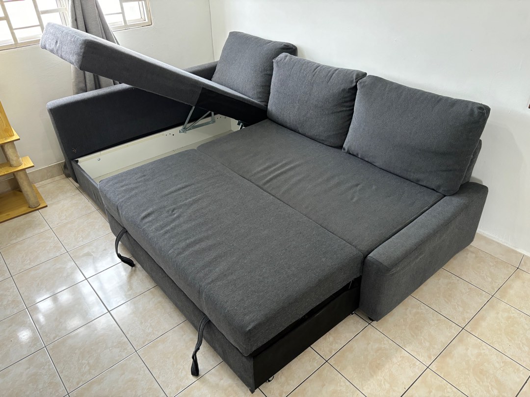 Ikea Friheten Sofa Bed (Hyllie Dark Grey), Furniture &amp; Home Living ...