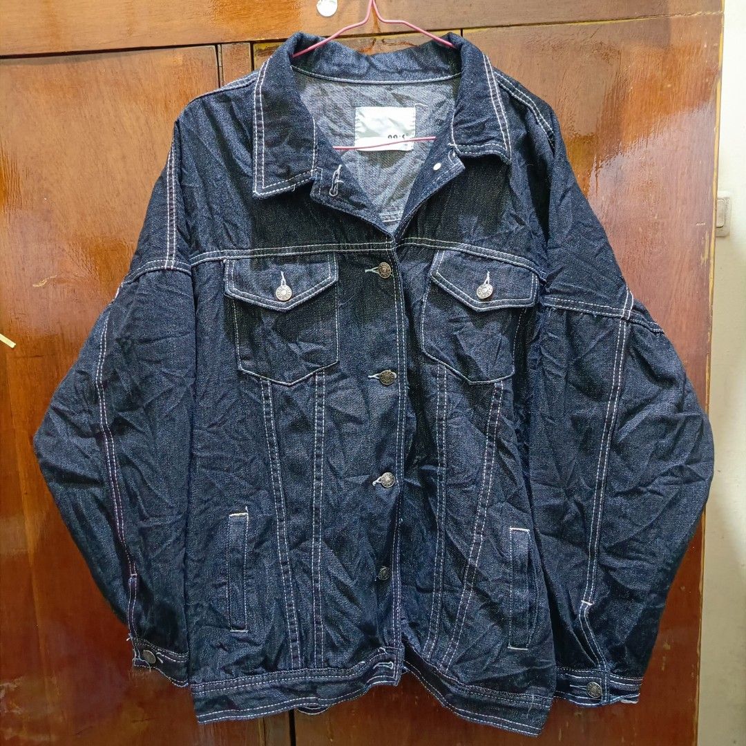 Oversized Denim Jaket Jeans Uniqlo Wanita Jaket Jeans Denim