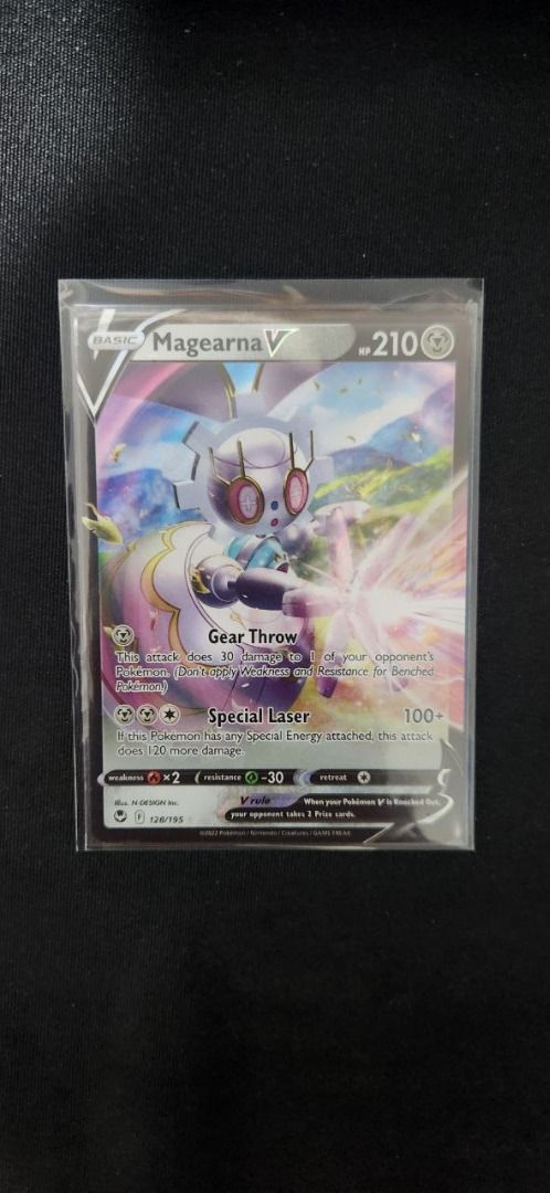 Magearna V 128/195 - Ultra Rare Holo Pokemon Card - Silver Tempest Set -  Near Mint Condition