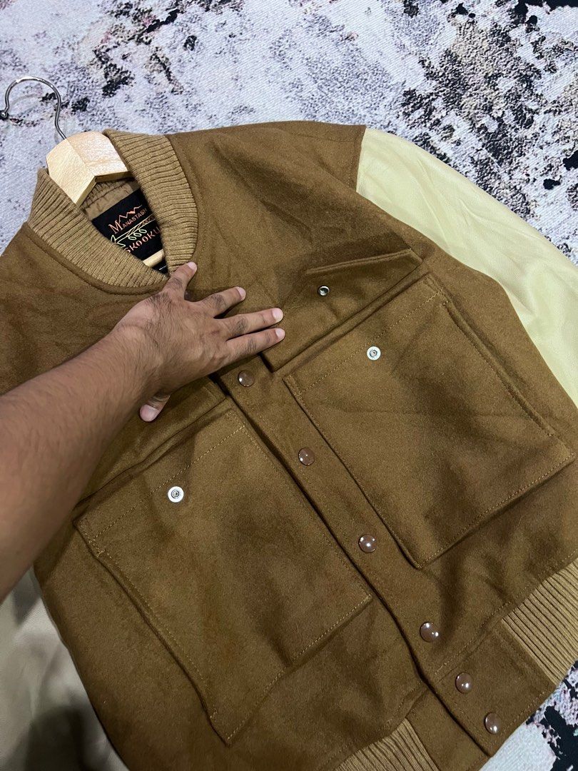 MANASTASH SKOOKUM LEATHER VARSITY JACKET Men s Fashion Coats Jackets and Outerwear on Carousell