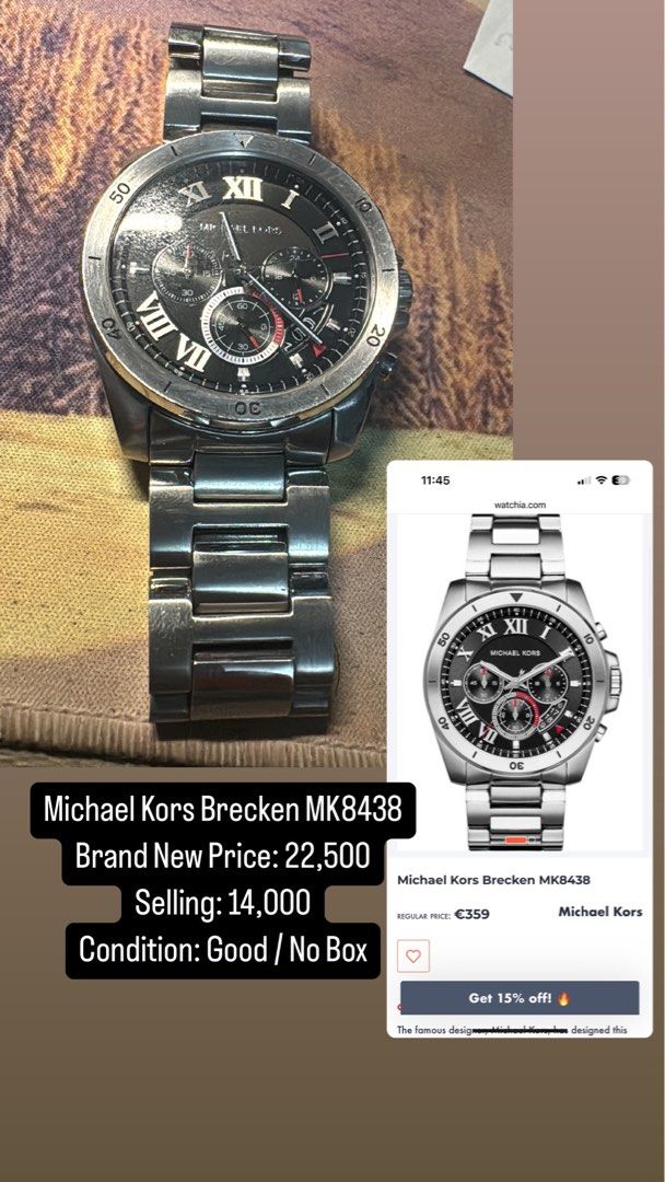 Michael Kors Brecken MK8438 Men s Fashion Watches Accessories Watches on Carousell