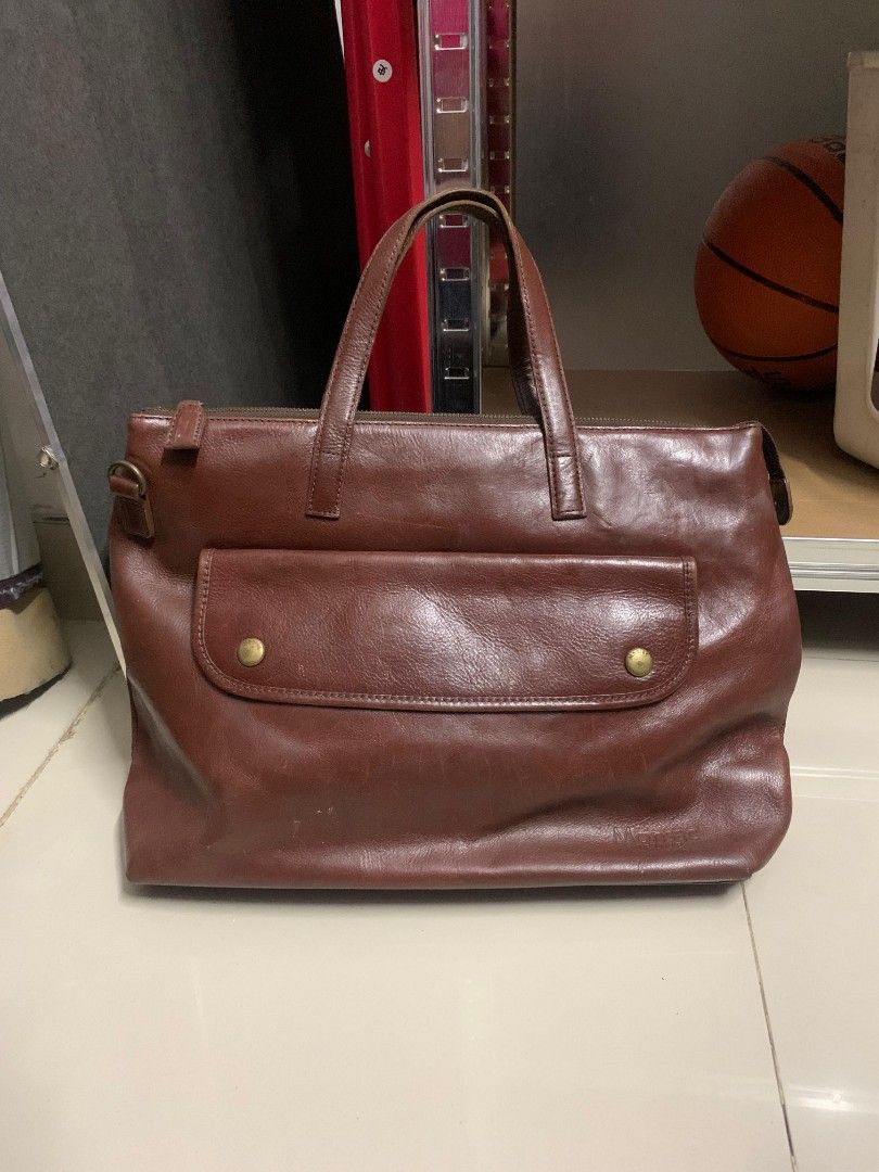 Monsac Jeune Authentic Vintage Brown Tote Bag, Barang Mewah, Tas