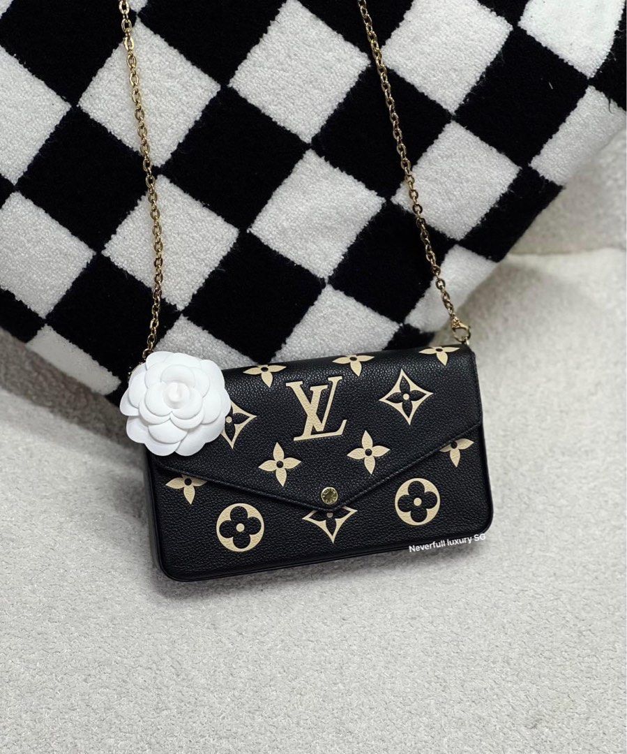 NO NEGO Louis Vuitton Felicie Pochette Bicolor Noir Beige Monogram Empreinte Leather