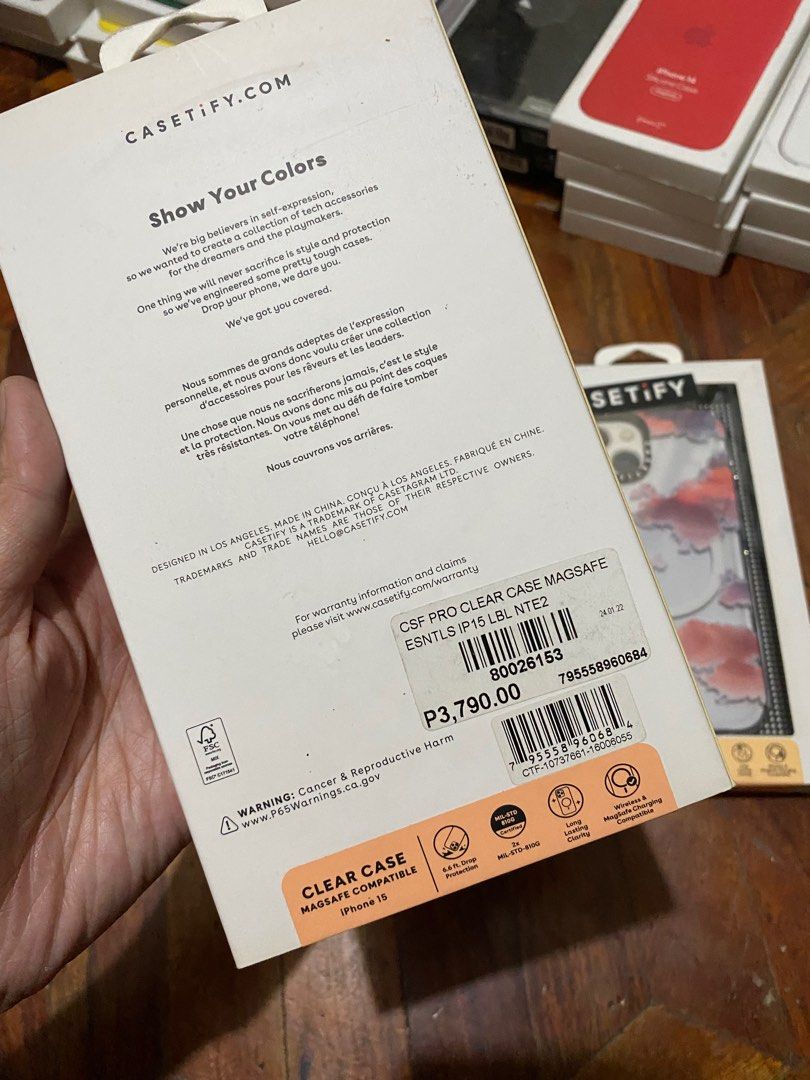 Original Casetify MagSafe Case for iPhone 15 / 14 / 13 (Category: Cases & Sleeves) located in Manila. Submitted by razelysonn (Listing ID 1335557618, Image 3). Description: All original 101% with srp at the back a question you may ask again in the conversation Question: Is it original? Answer: It is, 101% ORIGINAL FIXED PRICE .