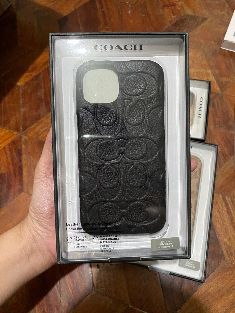 Original Coach Leather Case for iPhone 13 / 14 (Category: Cases & Sleeves) located in Manila. Submitted by razelysonn (Listing ID 1335549624, Image 2). Description: All original 101% with srp at the back a question you may ask again in the conversation Question: Is it original? Answer: It is, 101% ORIGINAL FIXED PRICE .