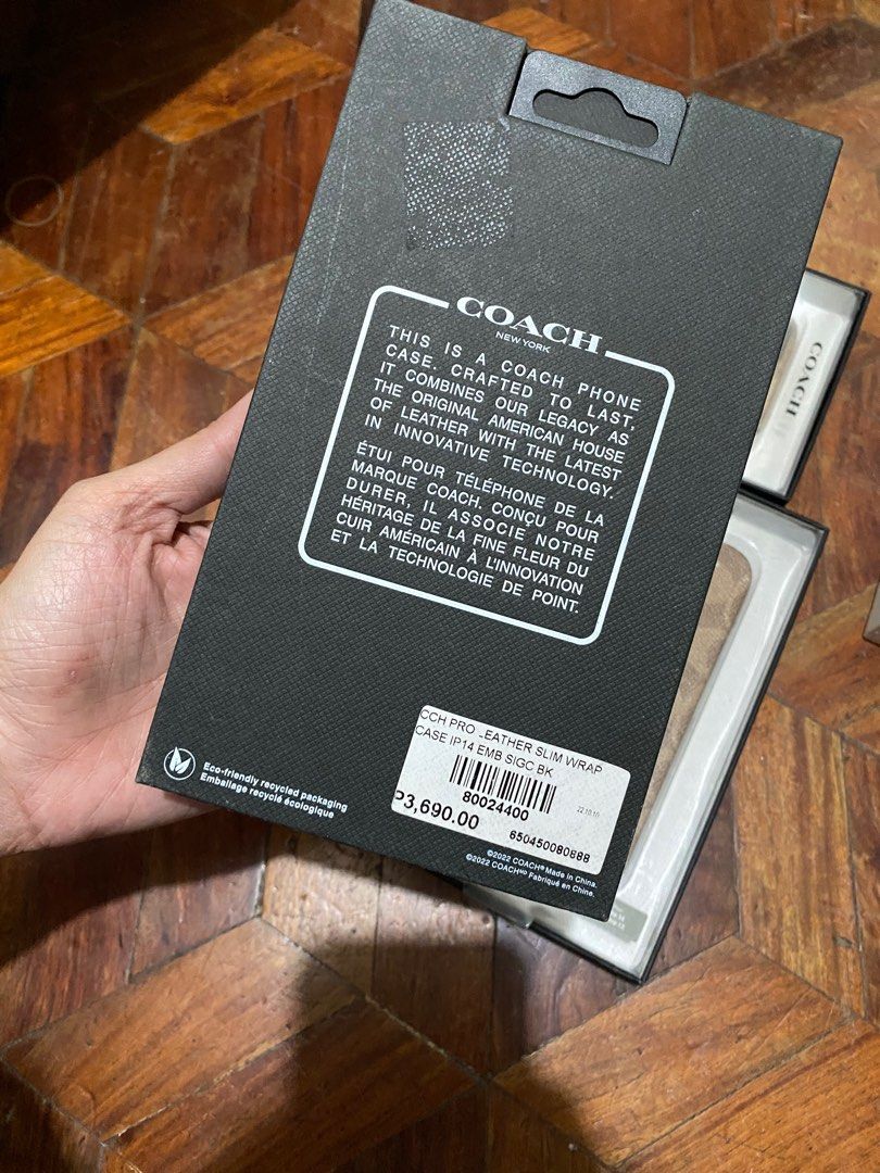 Original Coach Leather Case for iPhone 13 / 14 (Category: Cases & Sleeves) located in Manila. Submitted by razelysonn (Listing ID 1335549624, Image 3). Description: All original 101% with srp at the back a question you may ask again in the conversation Question: Is it original? Answer: It is, 101% ORIGINAL FIXED PRICE .
