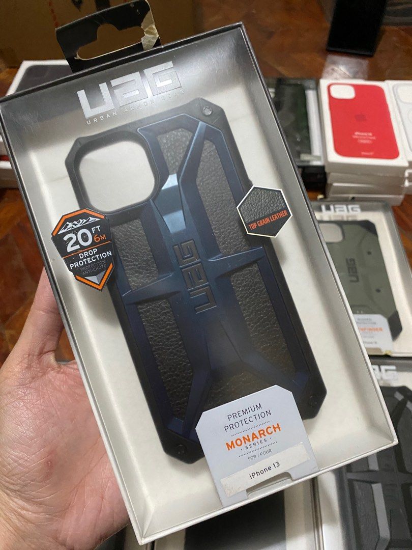 Original UAG Case for iPhone 13 / 14 [Plasma, Pathfinder, Monarch Pro, Metropolis] (Category: Cases & Sleeves) located in Manila. Submitted by razelysonn (Listing ID 1335556436, Image 2). Description: All original 101% with srp at the back a question you may ask again in the conversation Question: Is it original? Answer: It is, 101% ORIGINAL Price list: Plasma Ash - 1200 Pathfinder Green - 1300 Metropolis - 1400 Monarch Pro Leather - 1500 (Black 