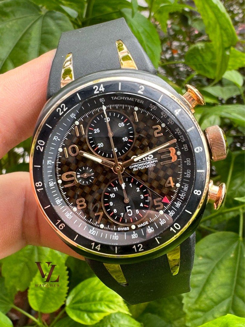 Oris TT3 42.5mm Chronograph Second Time Zone Carbon Fibre Dial Preowned Watch Only with Box Men s Fashion Watches Accessories Watches on Carousell