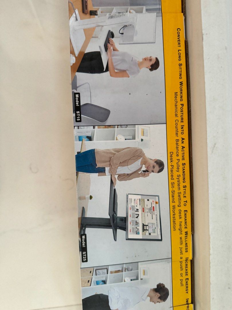 Portable standtable (Category: Tables & Sets) located in Singapore. Submitted by girlsohgirls (Listing ID 1335530613, Image 1). Description: Not opened or used with box condition as seen in pic Can put in your existing table to convert into stand table with this mechanical pulley system table .