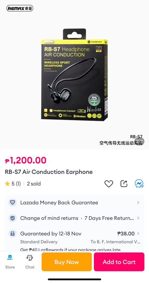 Remax Wireless Headphone RB-S7 (Category: Headphones & Headsets) located in Las Pinas. Submitted by thrift.box.manila (Listing ID 1335604262, Image 3). Description: Original Remax Wireless headphone RB-S7 Gift from US, brand new .