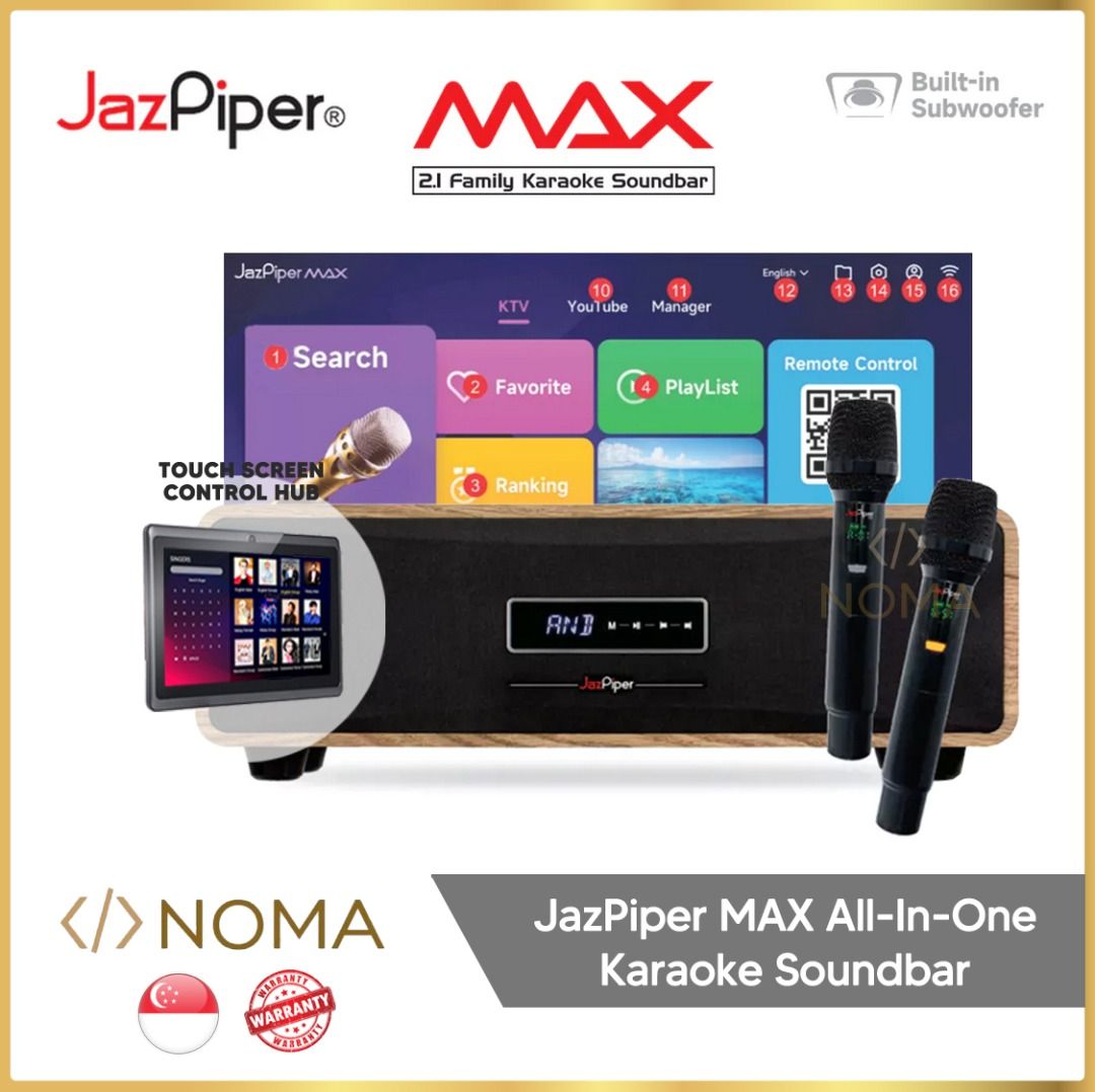 [SG] LATEST MODEL JazPiper MAX All-In-One Karaoke Soundbar Updated Song Library UHF Microphones63206817241603110